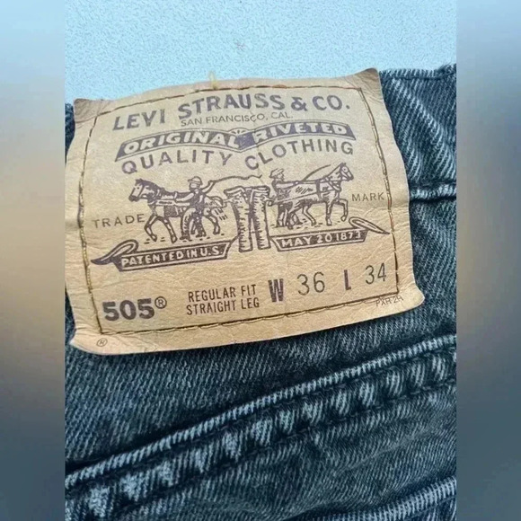 VITG 90’s LEVIS ORANGE TAB 505 JEANS BLACK REGULAR FIT STRAIGHT LEG Sz 36X34  34 - Picture 6 of 16